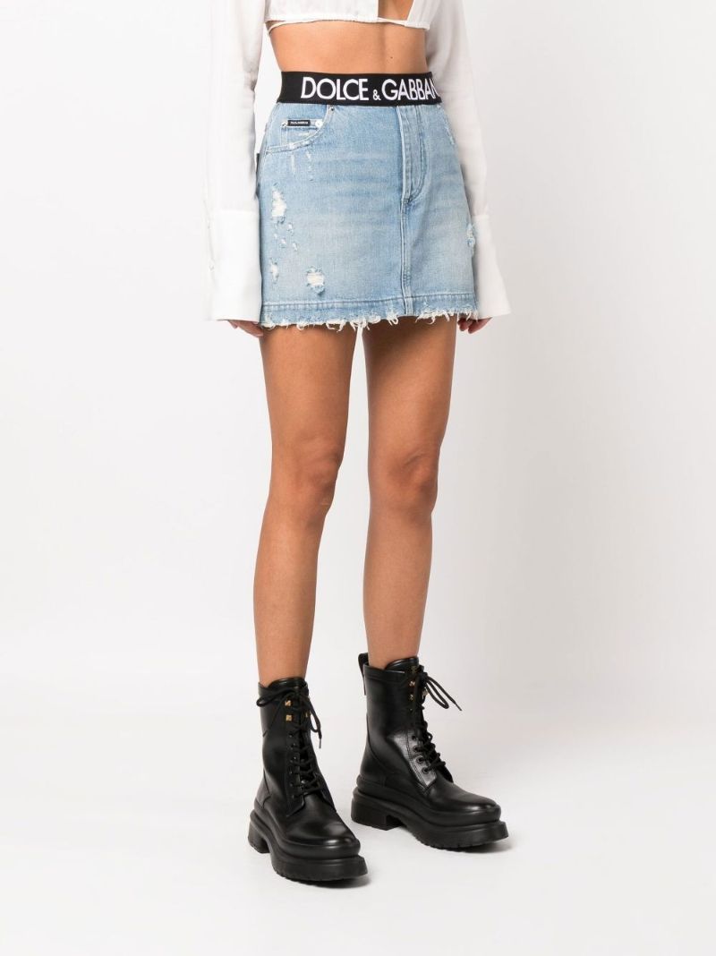 Blue Logo Denim Mini Skirt