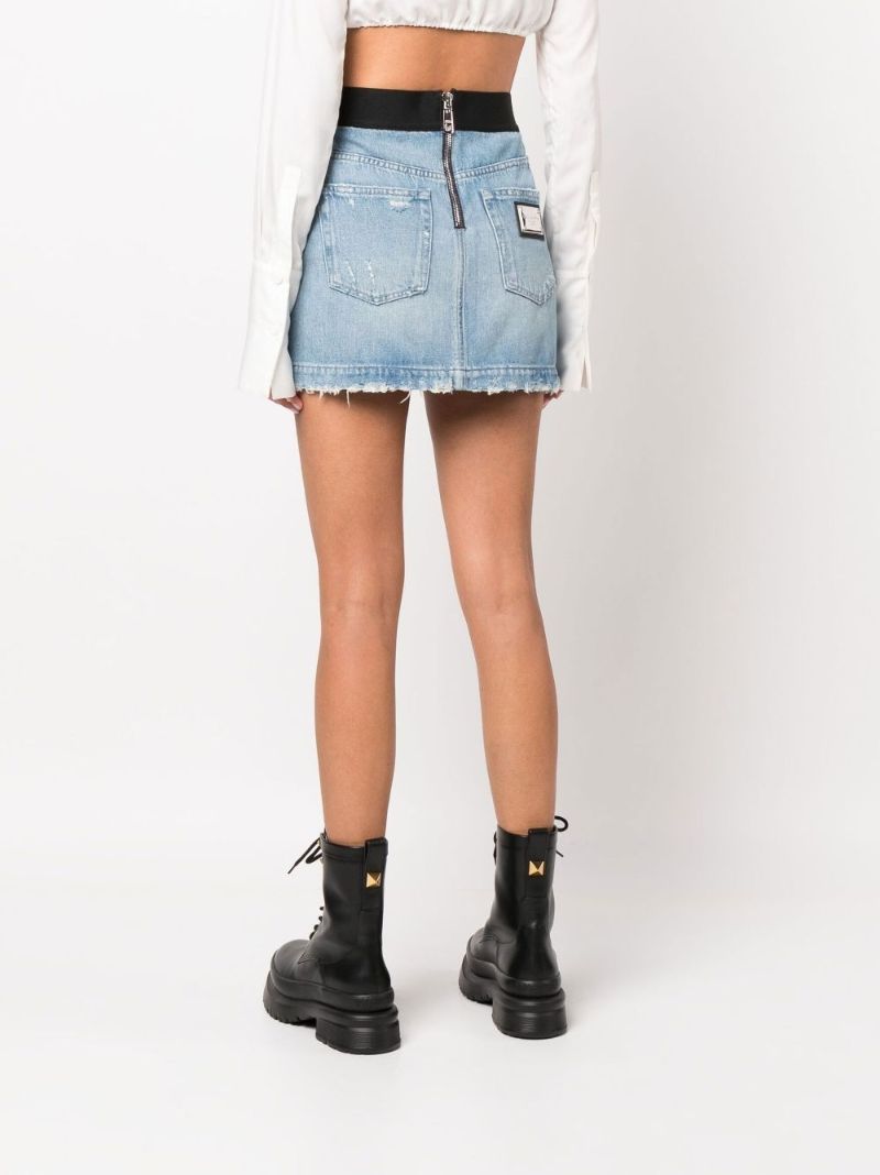 Blue Logo Denim Mini Skirt