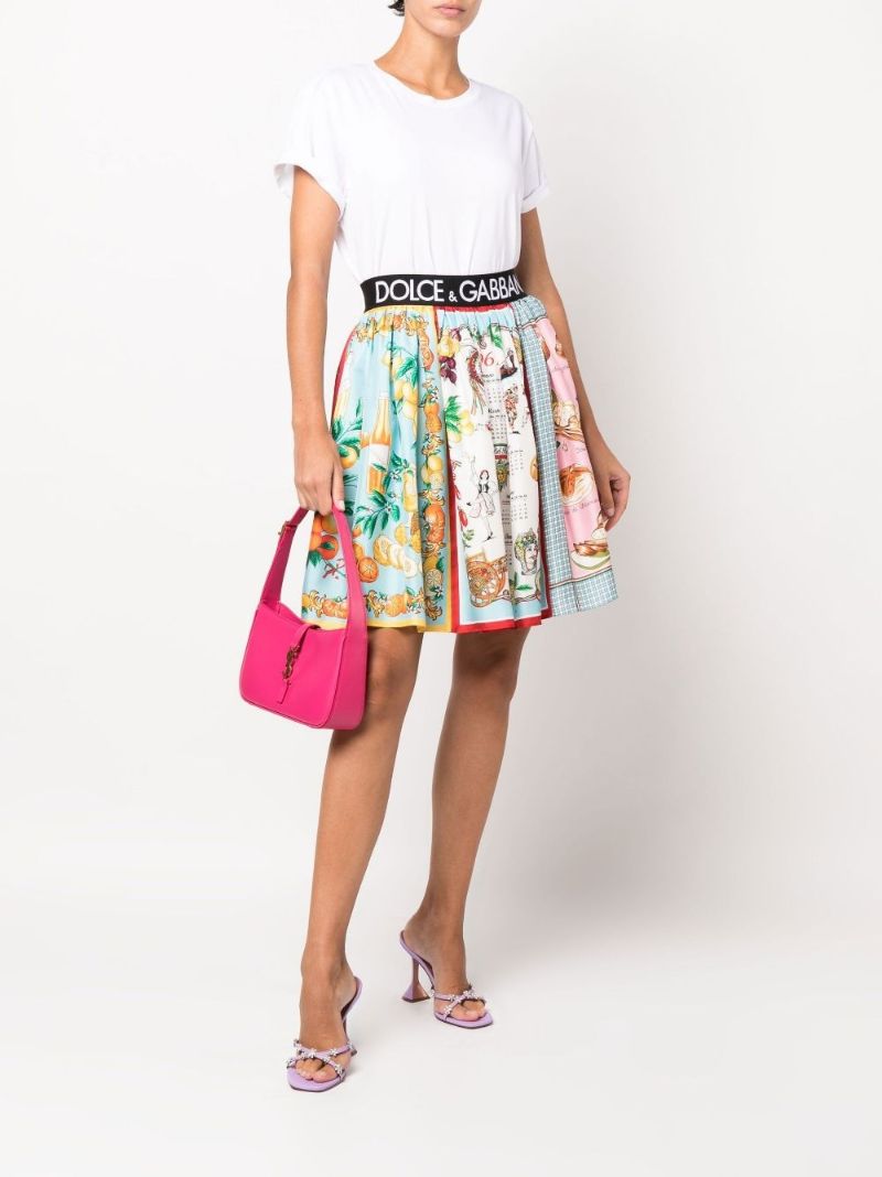Multicolour Mixed Print Silk Skirt