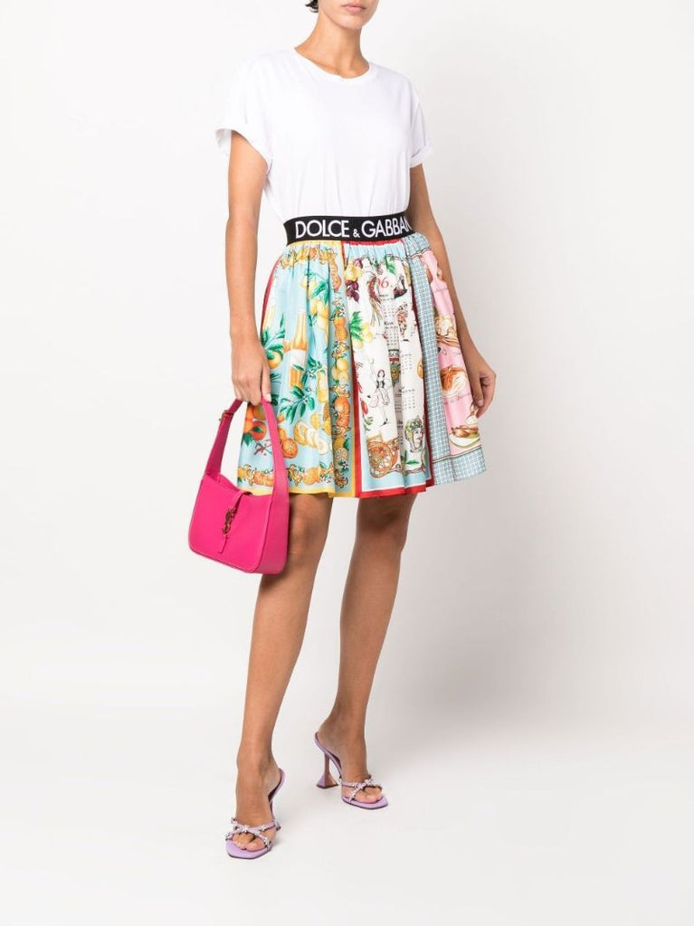 Multicolour Mixed Print Silk Skirt