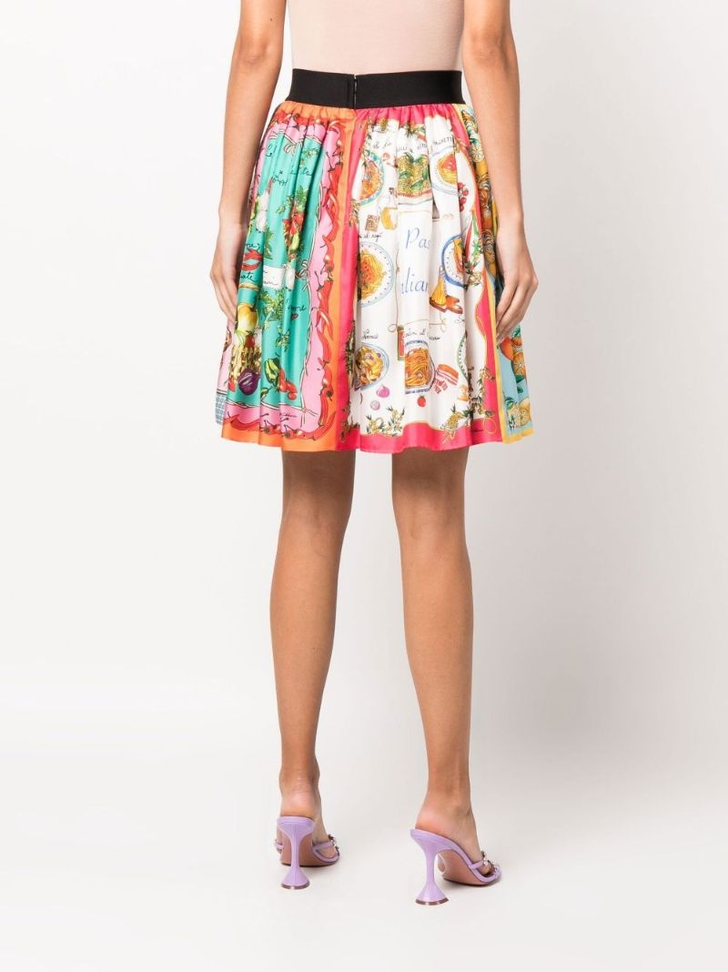 Multicolour Mixed Print Silk Skirt
