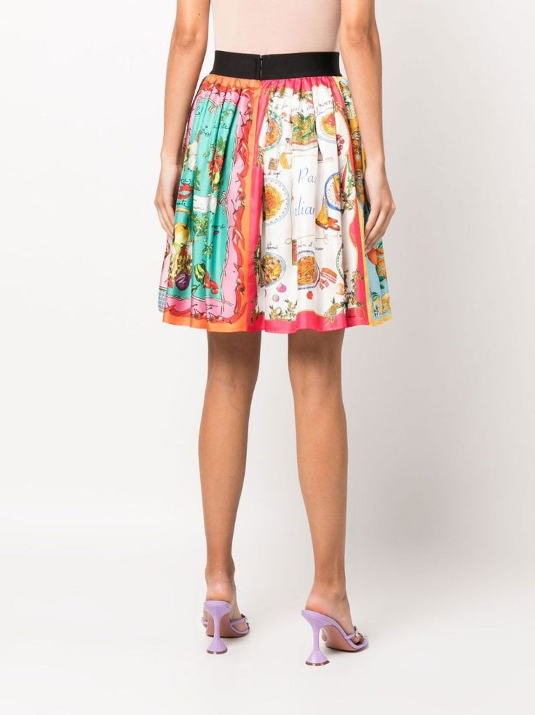Multicolour Mixed Print Silk Skirt