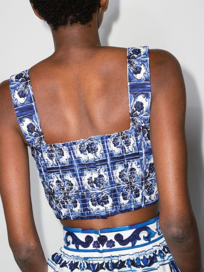 Blue Majolica Print Cotton Bralette