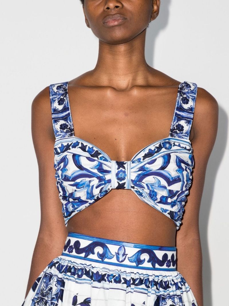 Blue Majolica Print Cotton Bralette