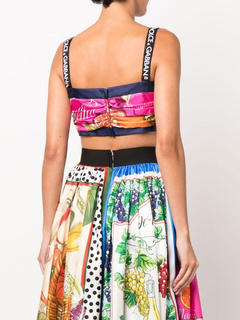 Pink Citrus Print Silk Bralette Top