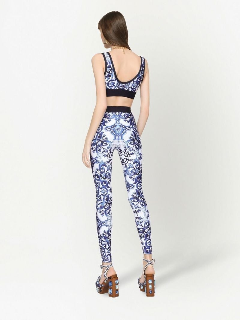 Blue Majolica Print Crop Top