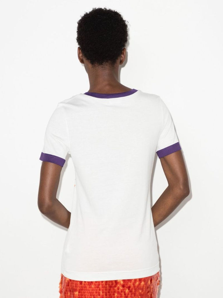 White Logo Print Coton T-shirt