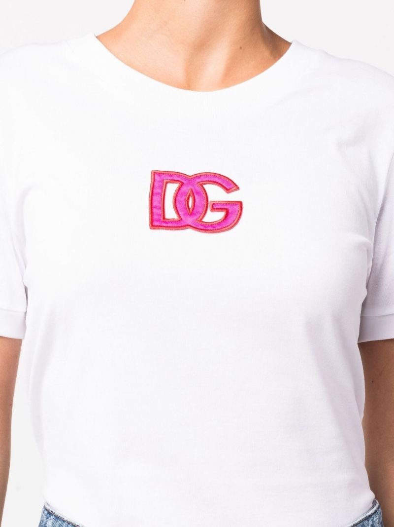 White Logo Patch Cotton T-shirt