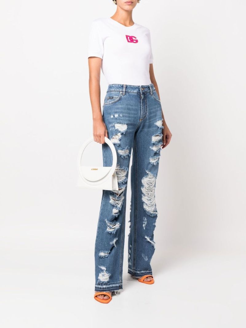 White Logo Patch Cotton T-shirt