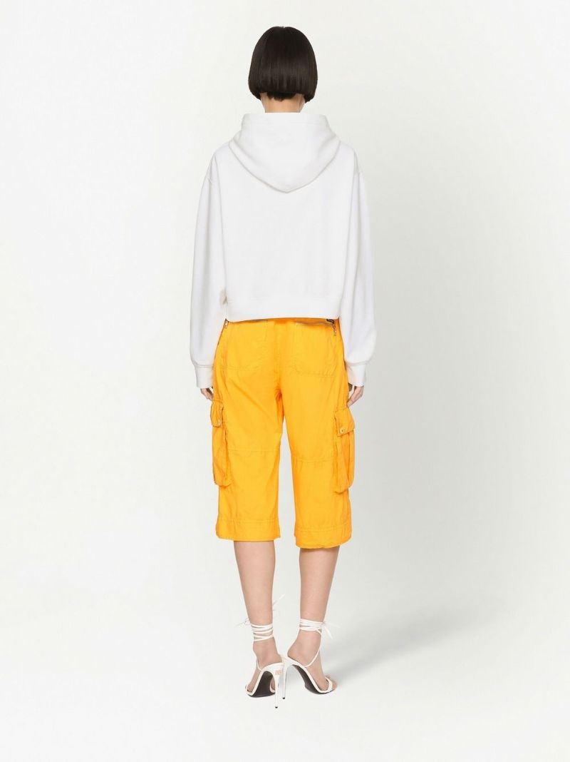 White Graphic Print Cotton Hoodie
