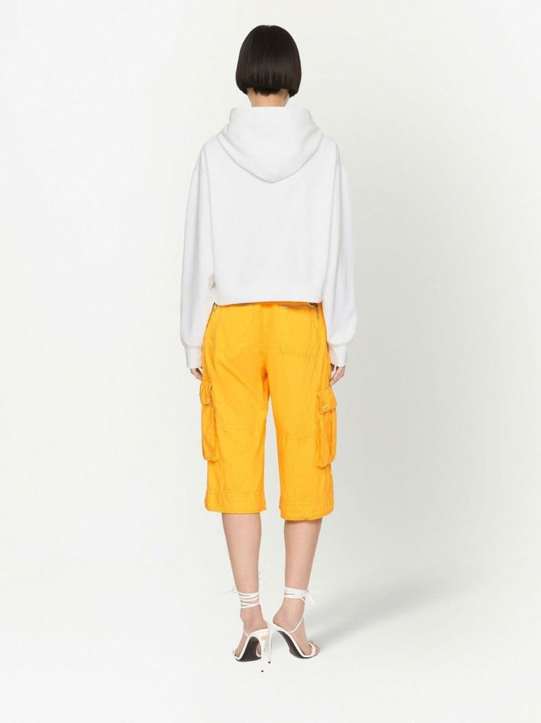 White Graphic Print Cotton Hoodie