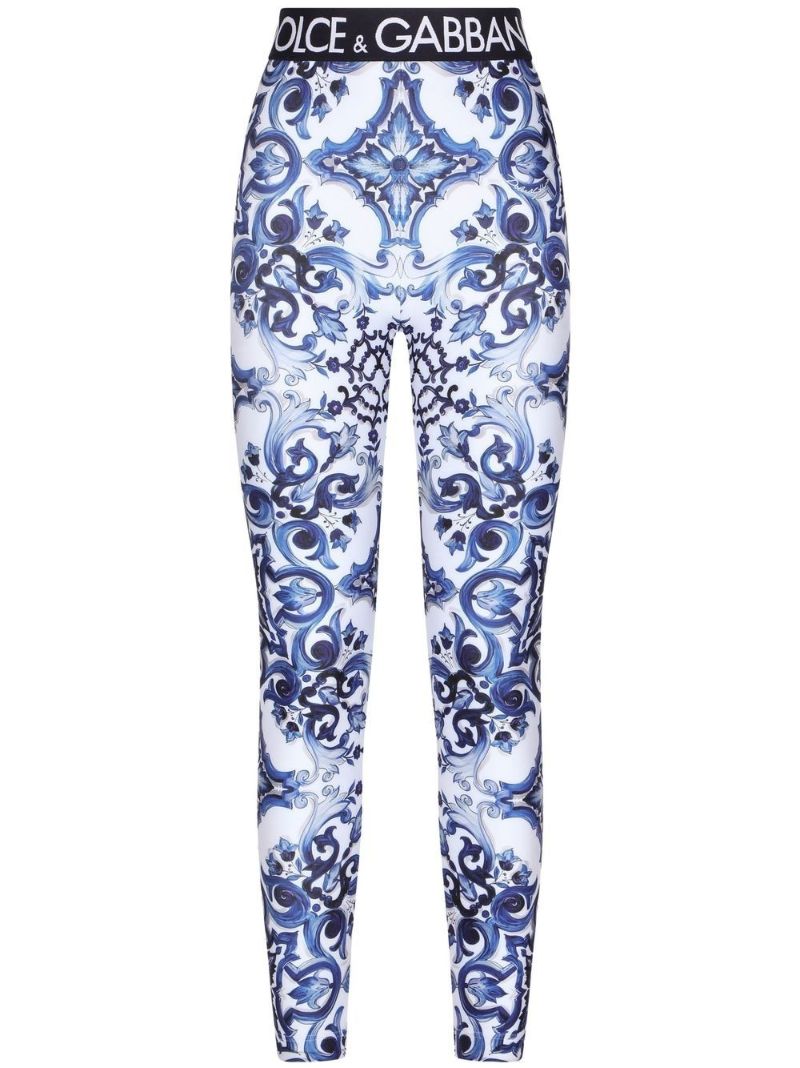 Blue Majolica Print Leggings