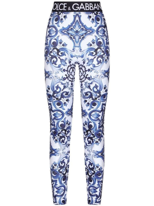 Blue Majolica Print Leggings