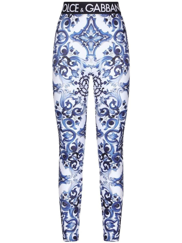 Blue Majolica Print Leggings