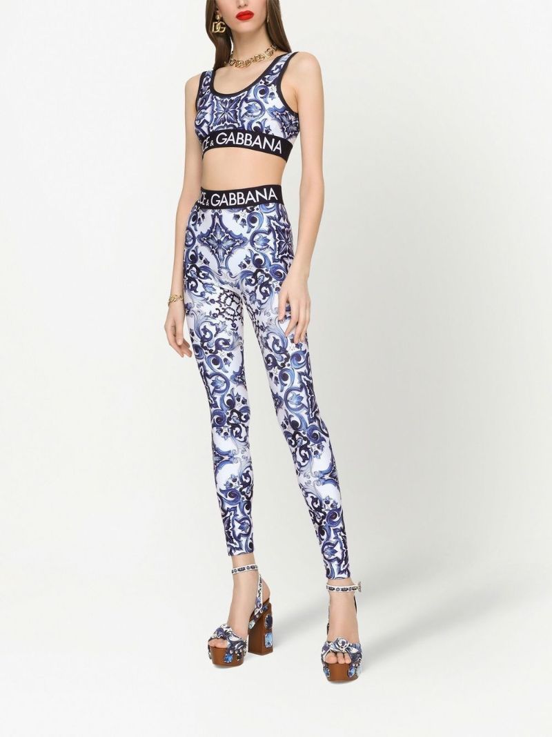 Blue Majolica Print Leggings