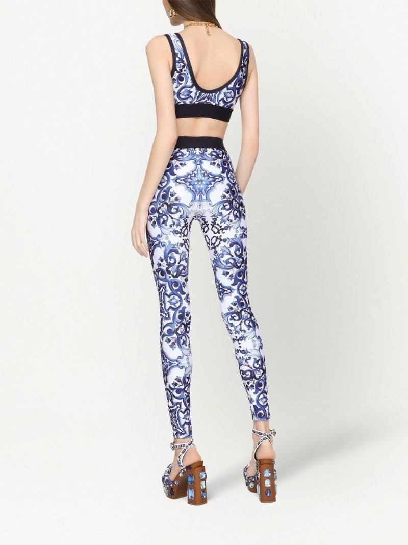 Blue Majolica Print Leggings