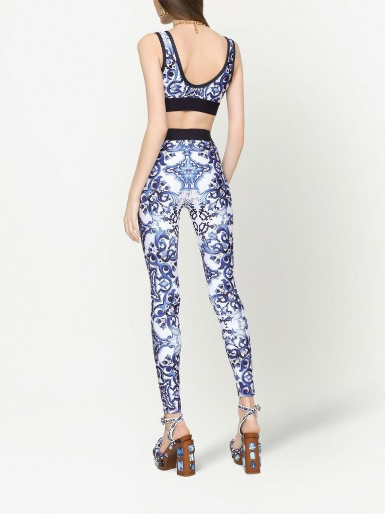 Blue Majolica Print Leggings
