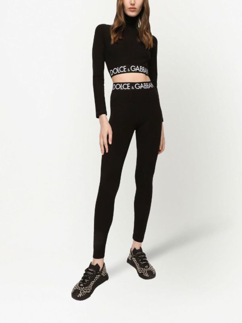 Black Logo Waistband Leggings