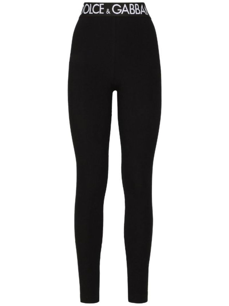 Black Logo Waistband Leggings
