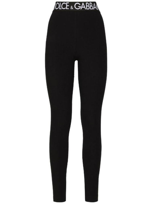 Black Logo Waistband Leggings