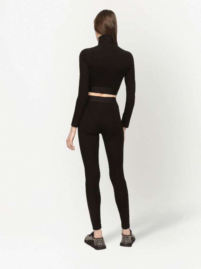 Black Logo Waistband Leggings