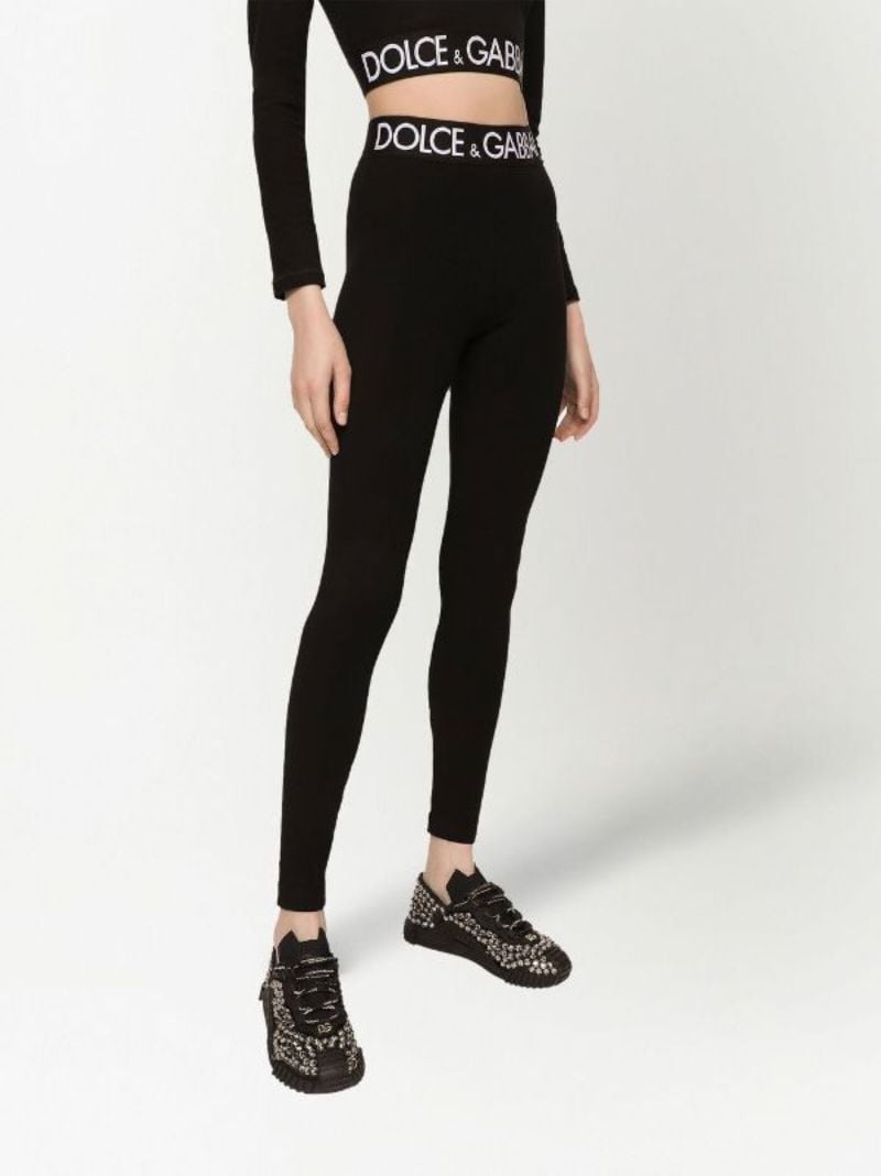 Black Logo Waistband Leggings