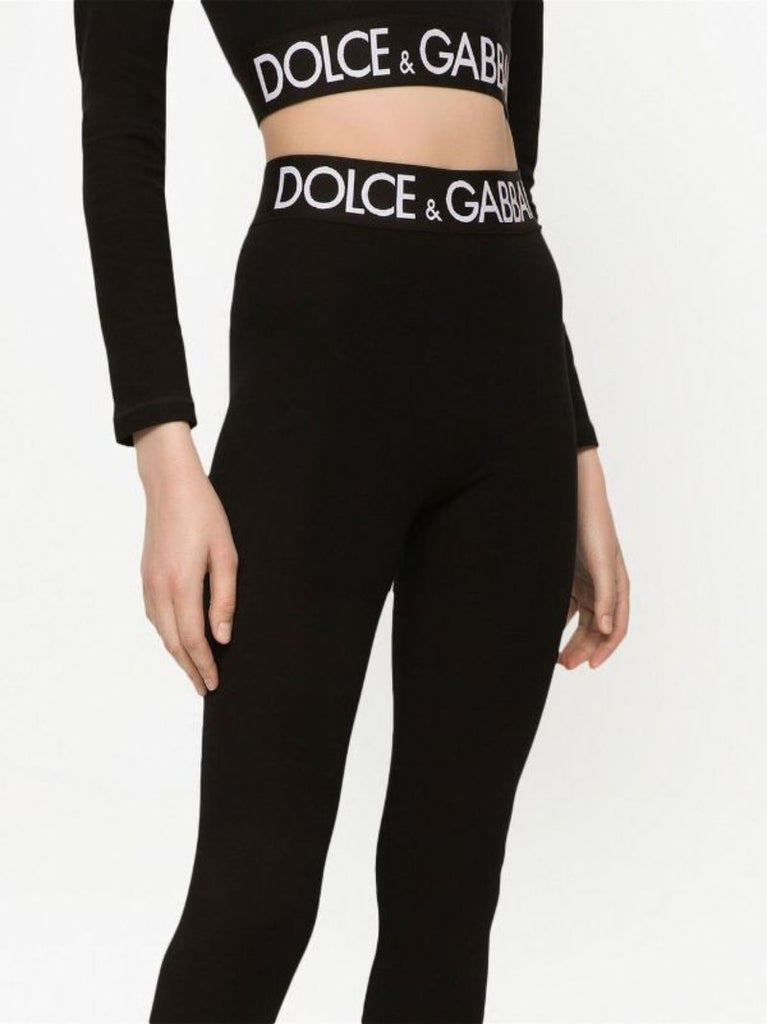 Black Logo Waistband Leggings