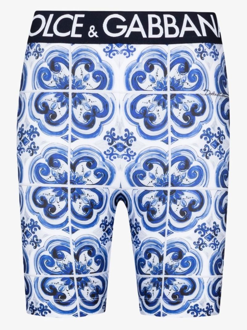 Blue Majolica Print Logo Shorts