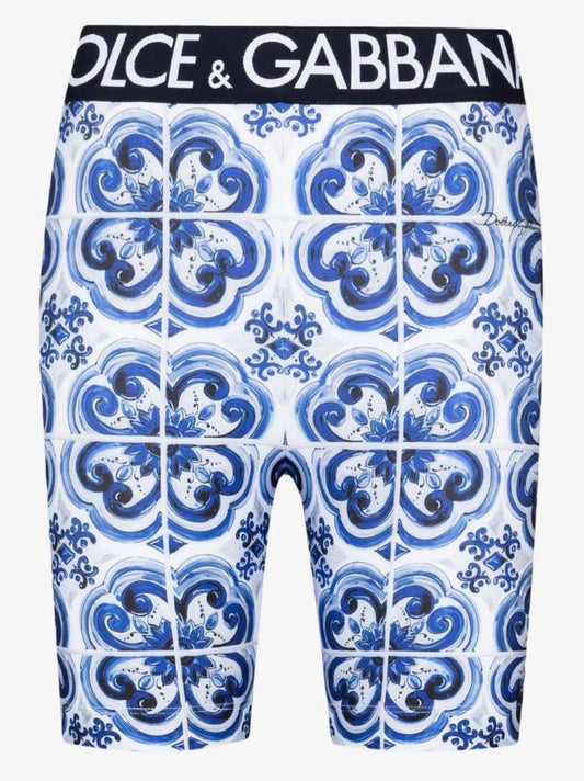 Blue Majolica Print Logo Shorts