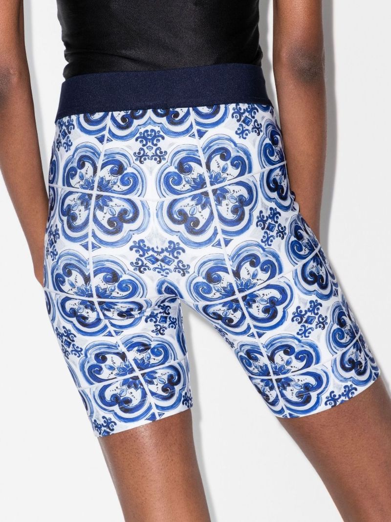 Blue Majolica Print Logo Shorts