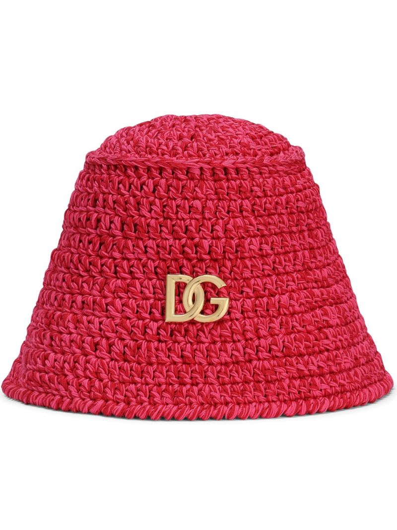 Red Logo Crochet Bucket Hat