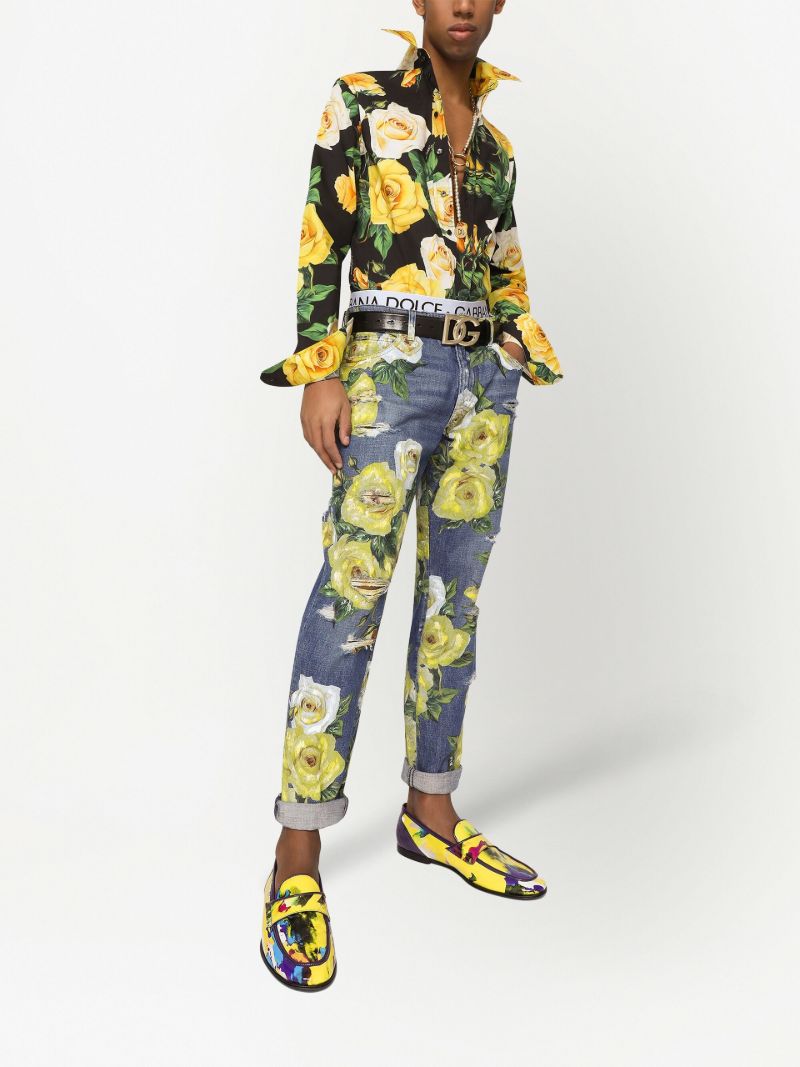 Black Rose Printed Cotton Shirt