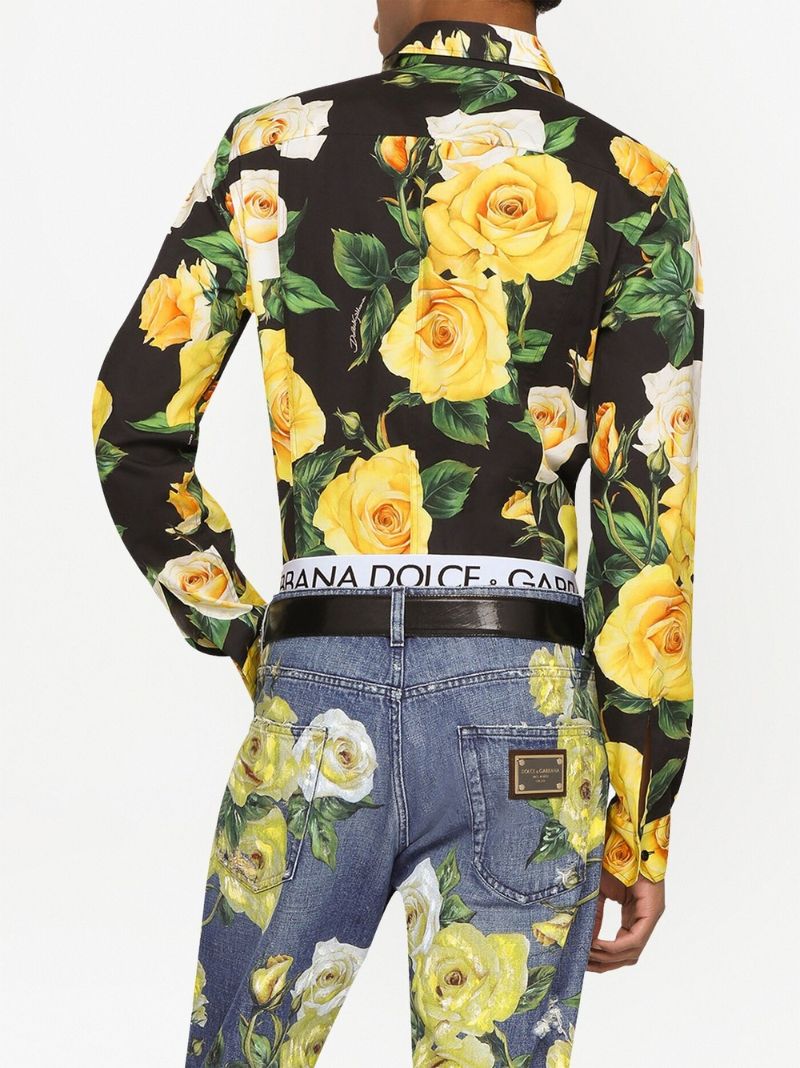 Black Rose Printed Cotton Shirt