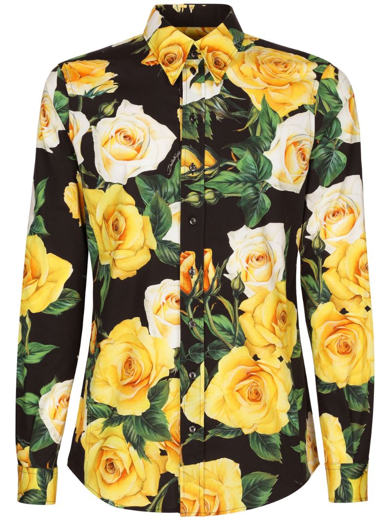 Black Rose Printed Cotton Shirt