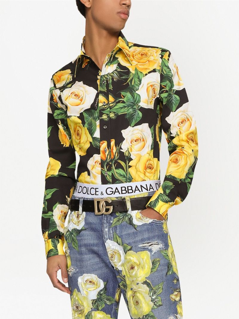 Black Rose Printed Cotton Shirt