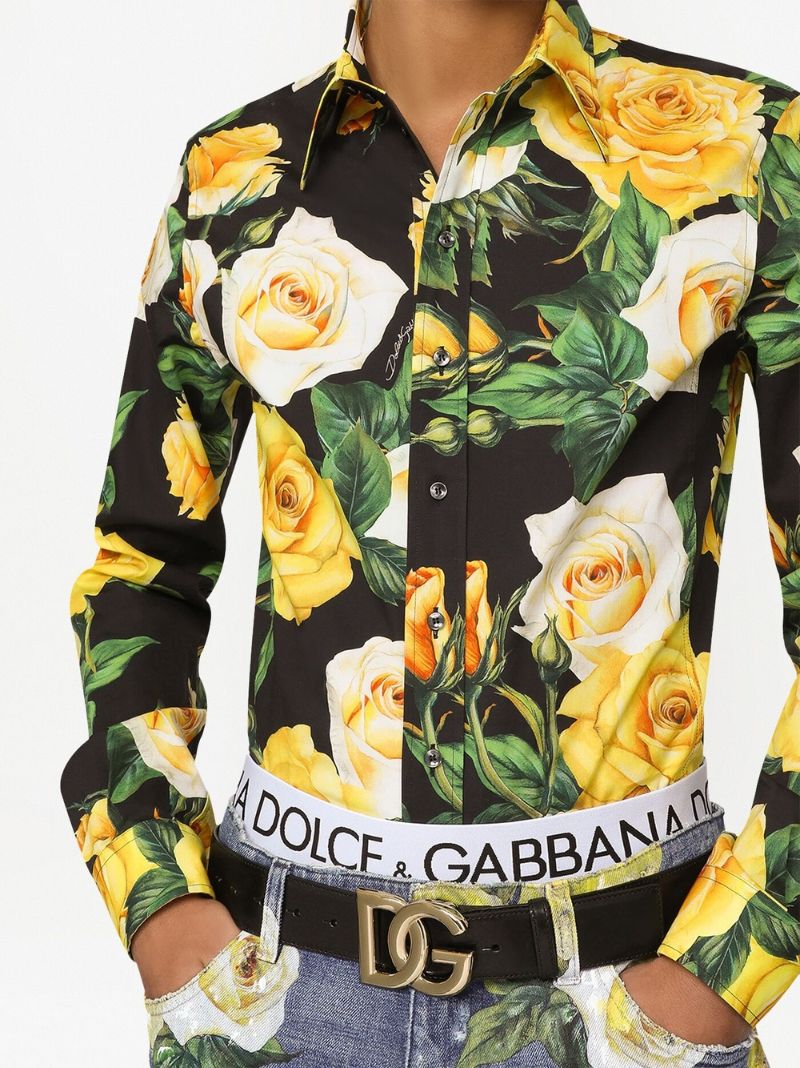 Black Rose Printed Cotton Shirt