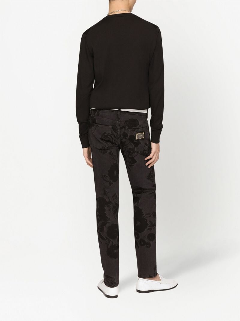 Black Dg Flower Embroidery Wool Sweater