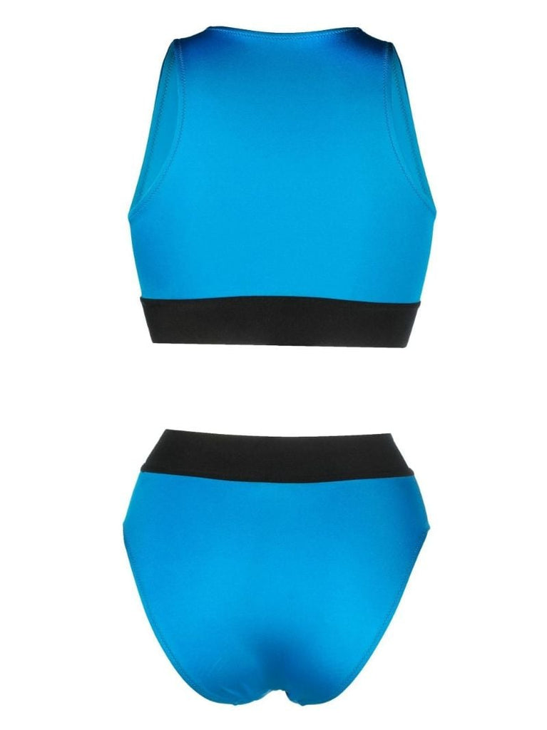 Blue High-neck Logo Bikini