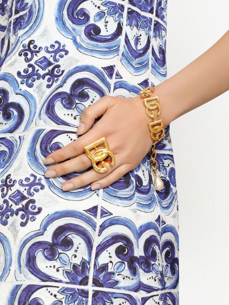Gold-plated Dg Logo Plaque Ring