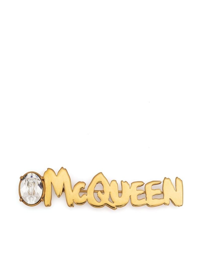 Gold-tone Logo Letter Brooch