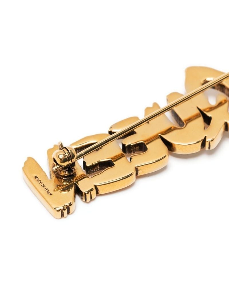 Gold-tone Logo Letter Brooch