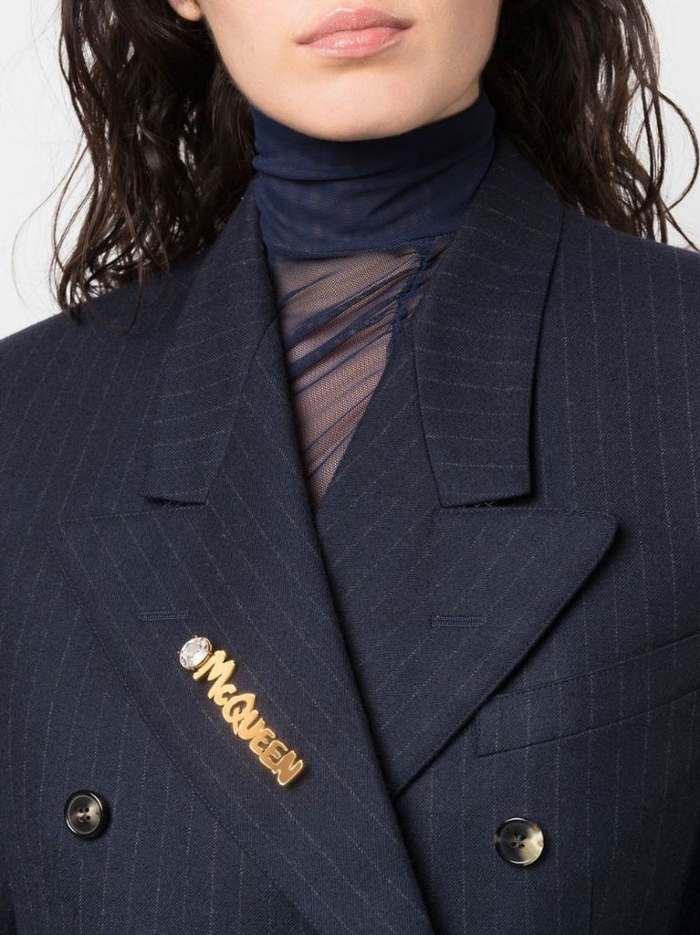 Gold-tone Logo Letter Brooch