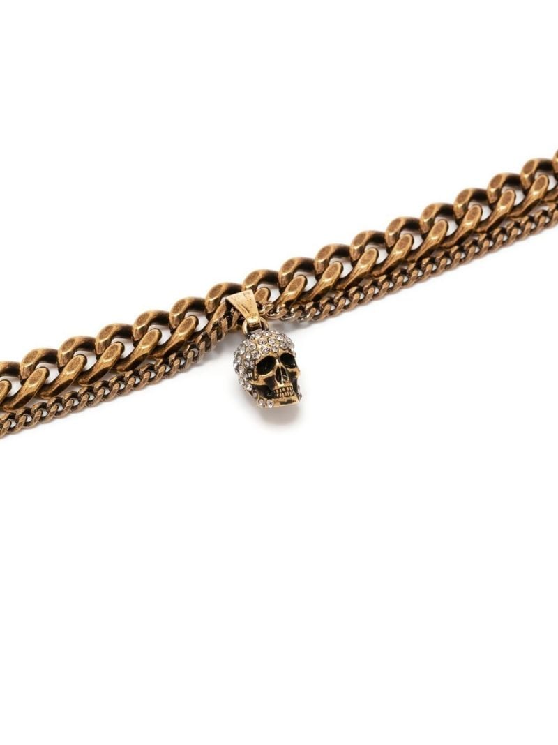 Gold-tone Skull Double Chain Bracelet