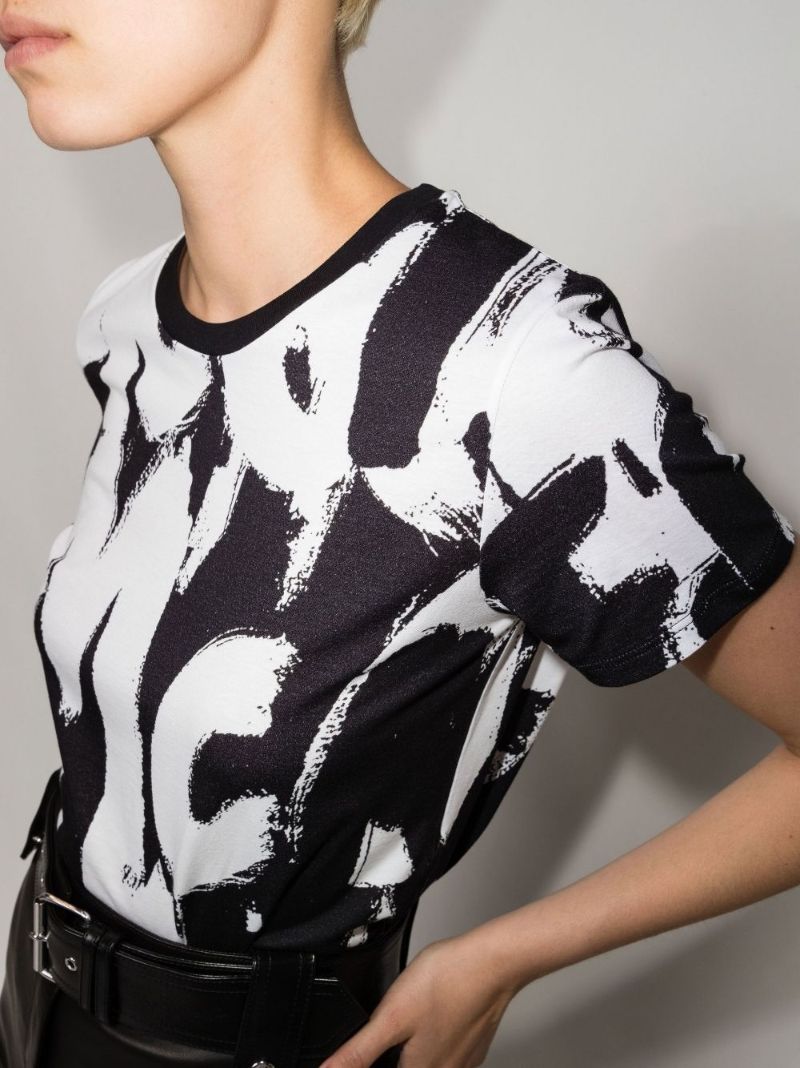White Graffiti Logo Print Cotton T-shirt