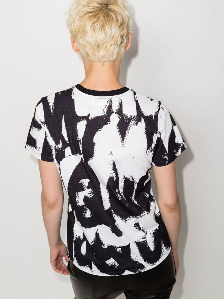 White Graffiti Logo Print Cotton T-shirt