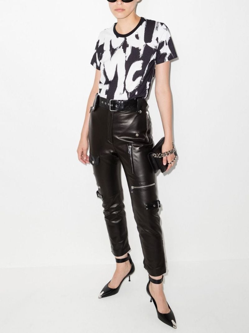 White Graffiti Logo Print Cotton T-shirt