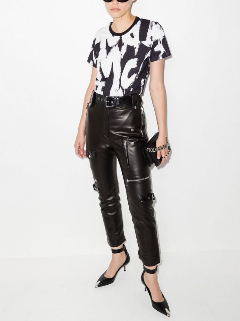 White Graffiti Logo Print Cotton T-shirt