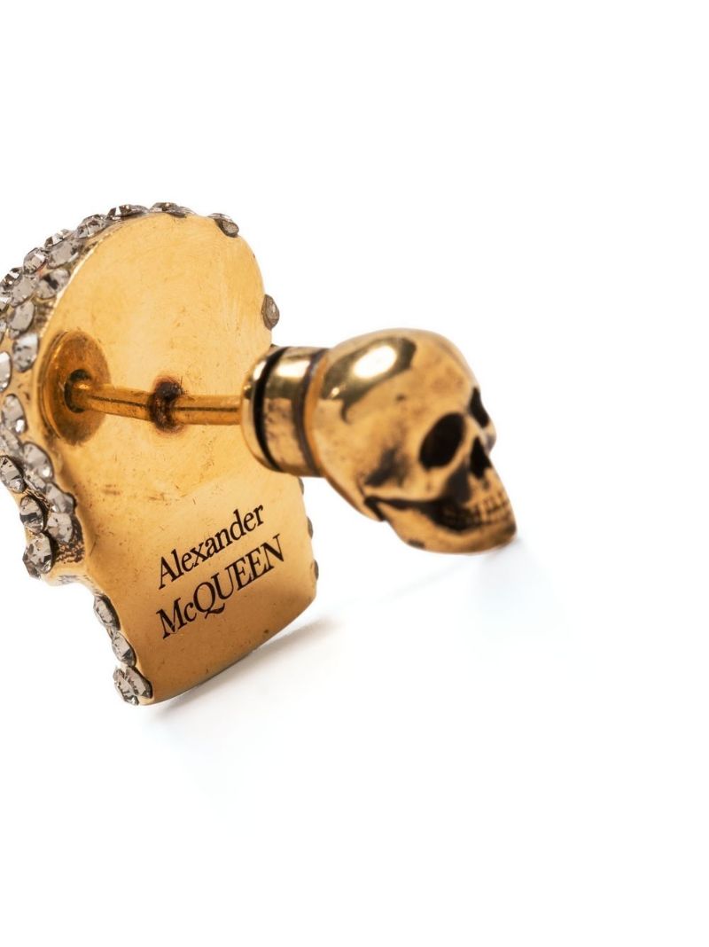 Gold Tone Crystal-embellished Skull Earrings