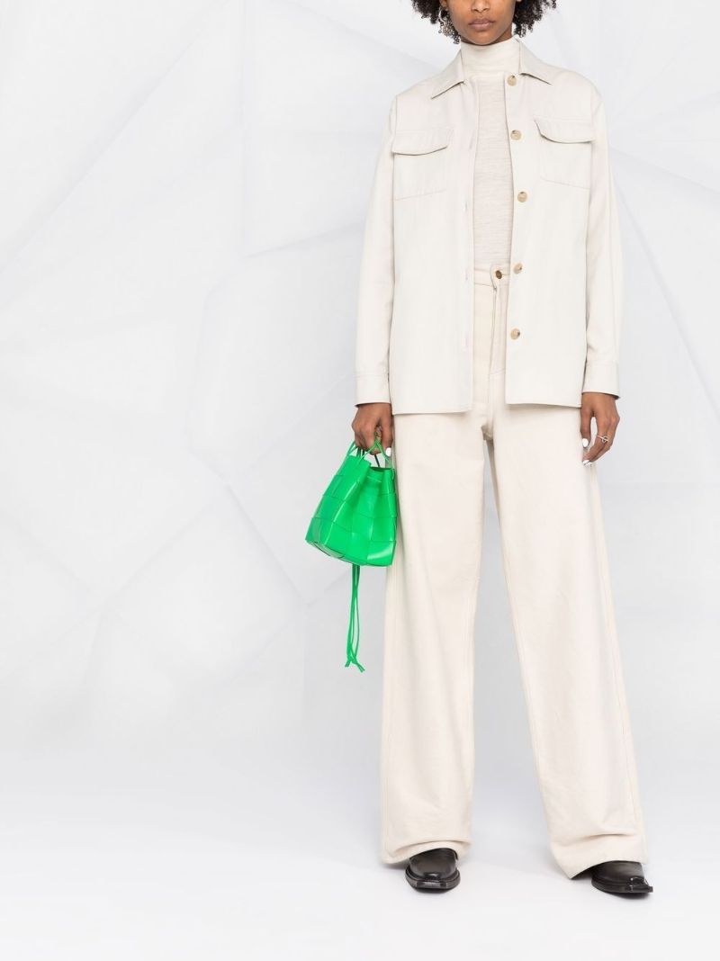Green Small Cassette Leather Cross Body Bucket Bag