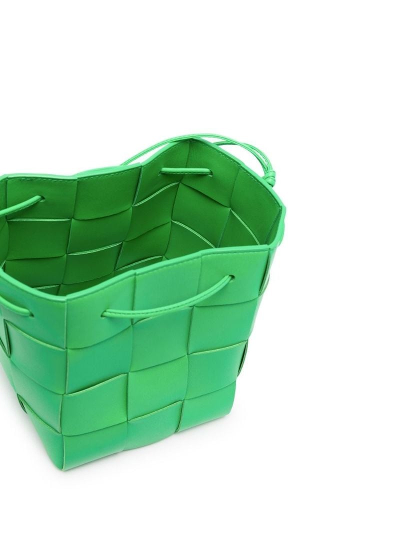 Green Small Cassette Leather Cross Body Bucket Bag